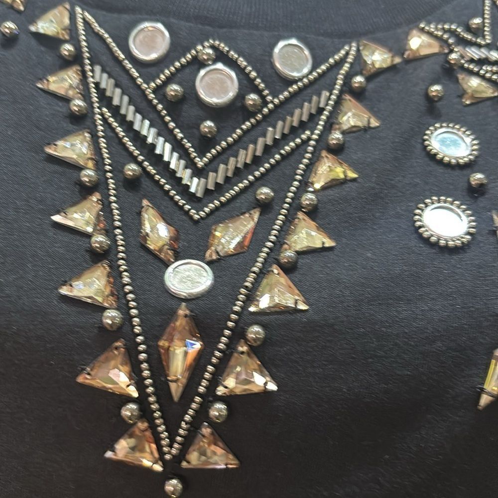 Sandro Embellished Black Top, S - Picture 7 of 11